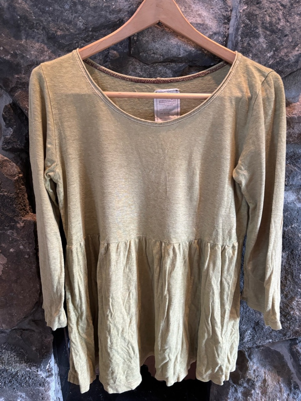 Bohemian Folk Babydoll top, Olive, naturally dyed- organic cotton and hemp - Picture 4 of 4